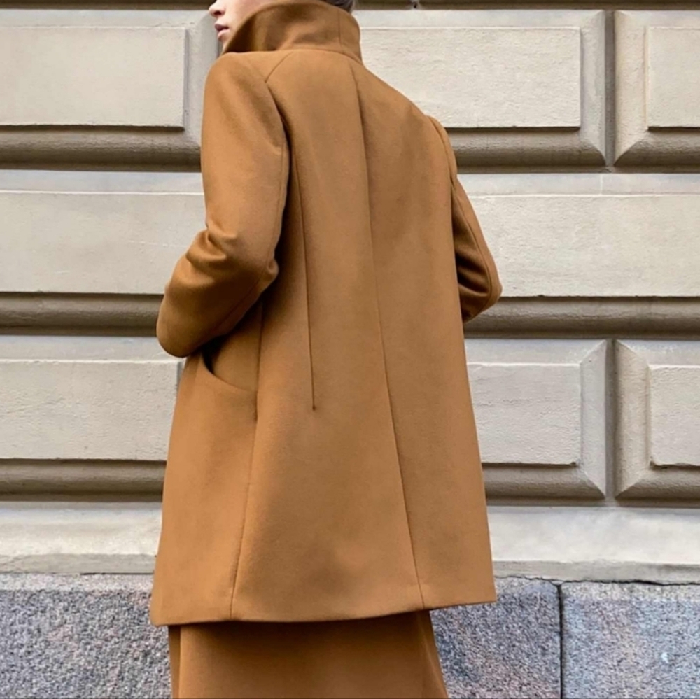 Aritzia Wilfred The Cocoon Cashmere Italian Virgin Wool Tan Coat - Picture 3 of 14